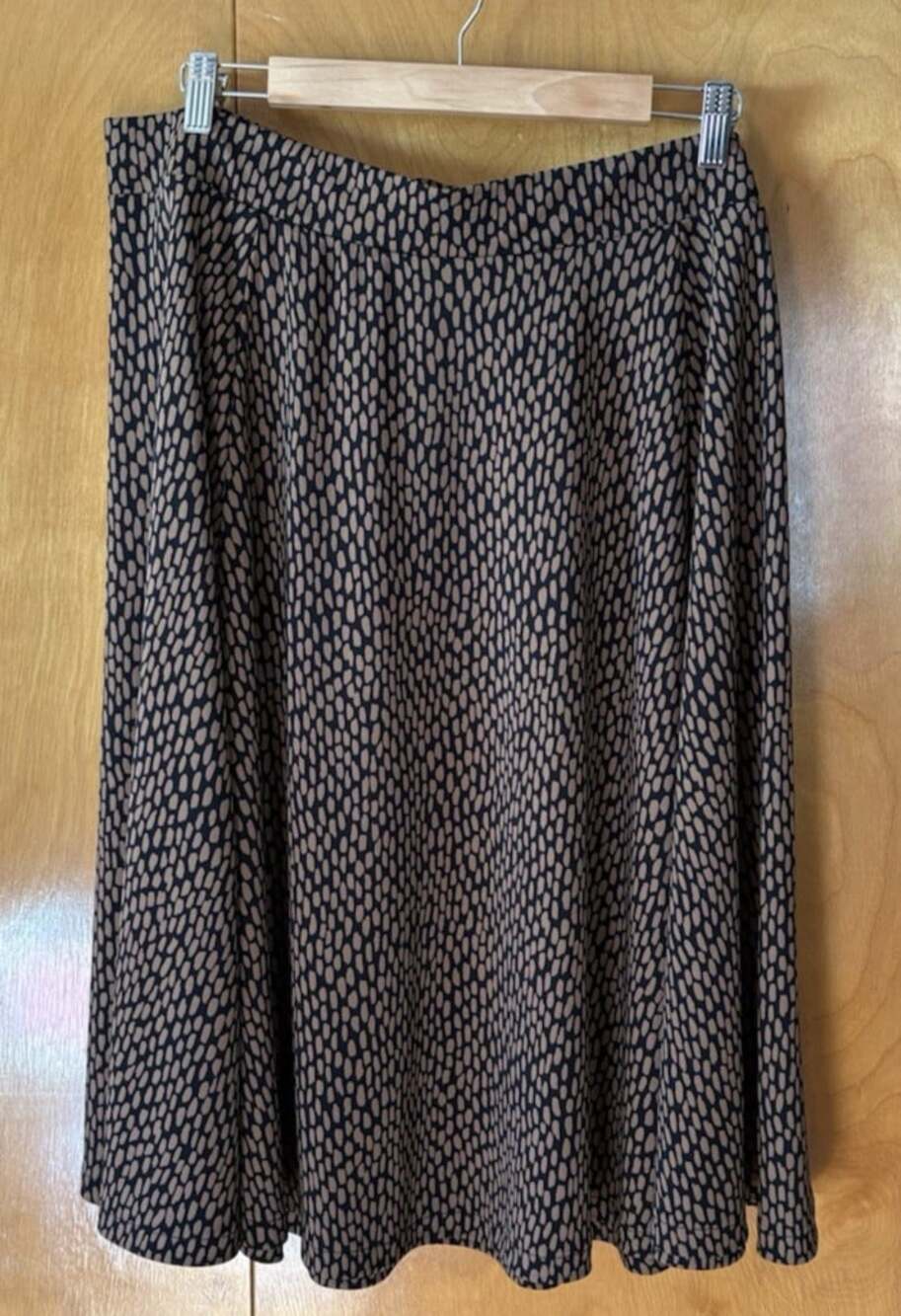 Lands End Brown Black Leopard Print Circle Skirt Women's Size 1X 16W-18W Stretch